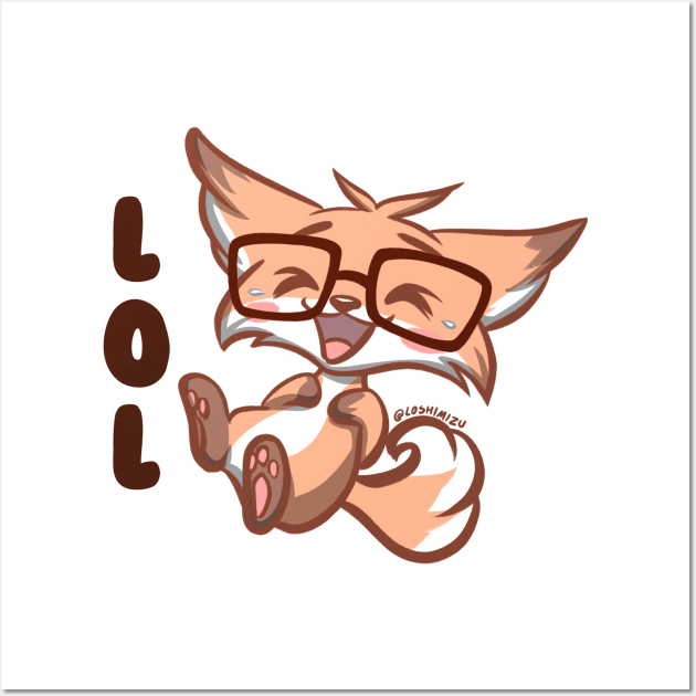 Cute Kawaii Nerd Fox lol laughing Wall Art by Kyumotea